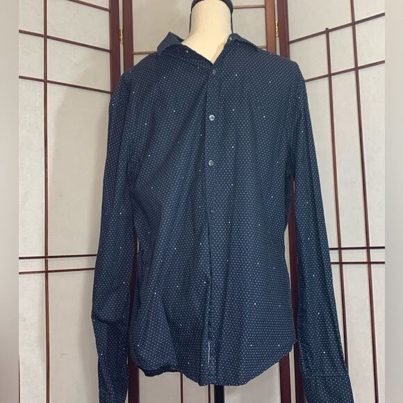 Original Penguin Navy Blue Button up collared shirt with dots and arrows XL - Picture 1 of 8
